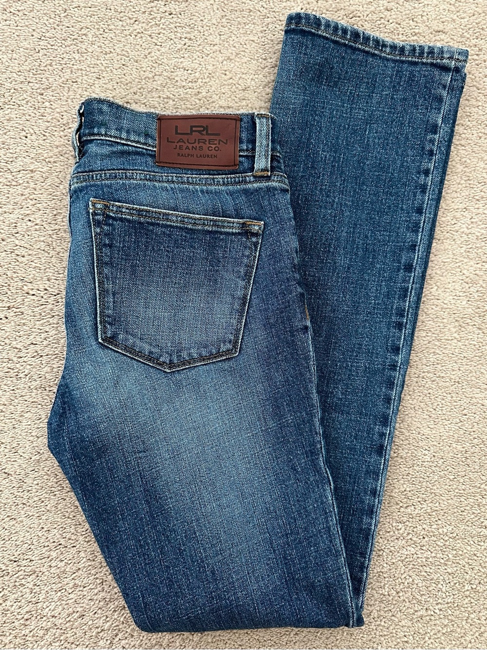 Lauren Ralph Lauren Modern Straight Low Rise Denim Medium Dark Wash Jeans